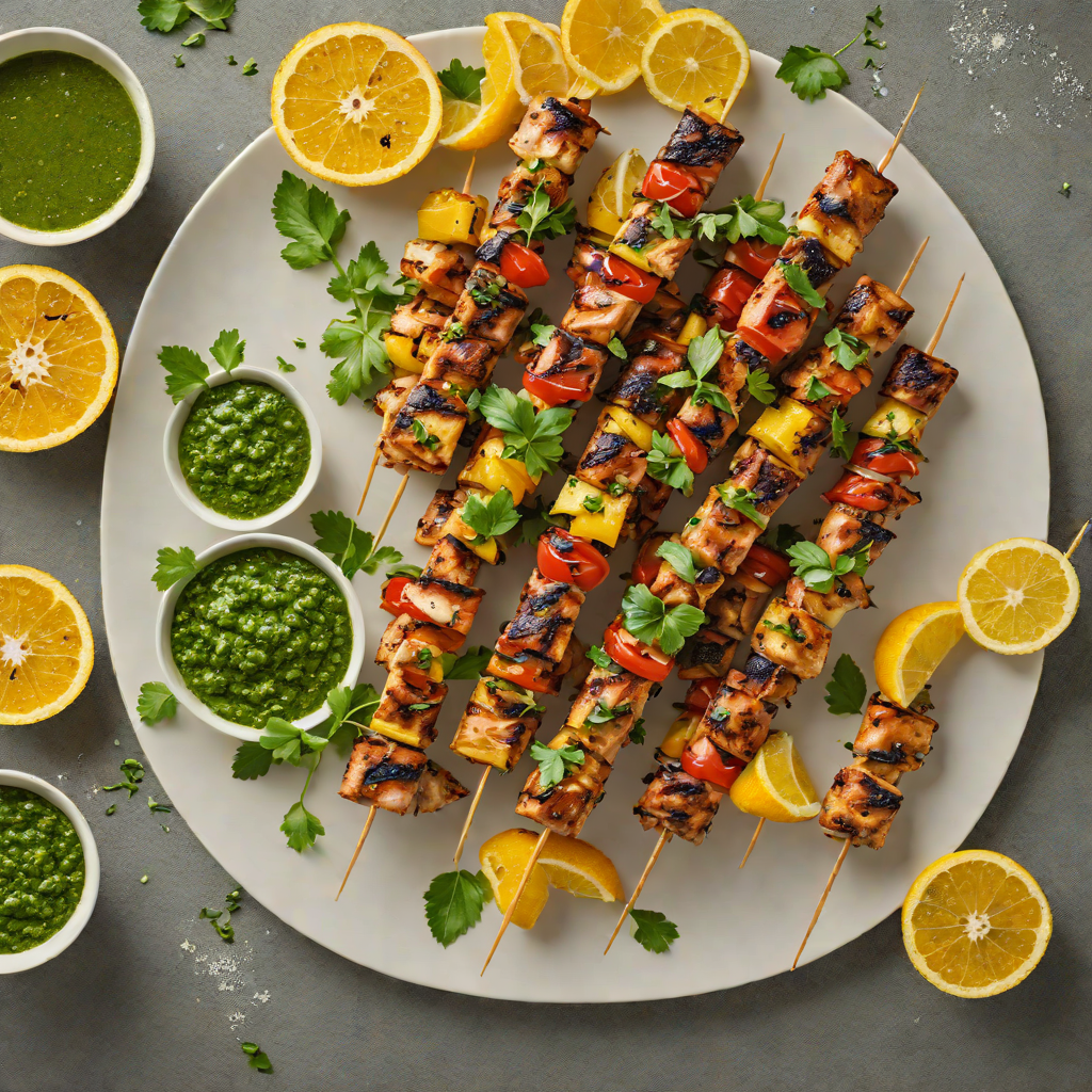 Grilled Citrus-Rubbed Chicken Skewers with Chimichurri