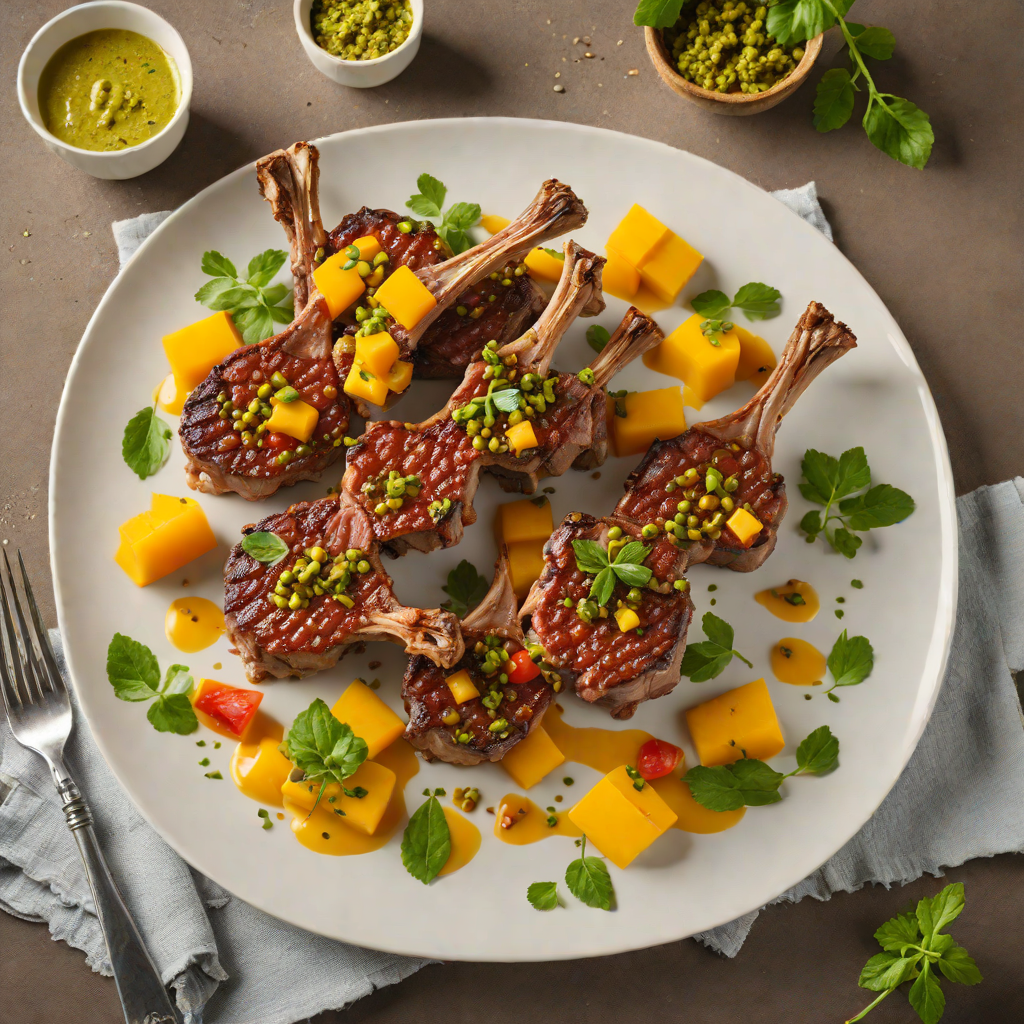 Smoked Port-Glazed Lamb Chops with Mango-Pesto Sauce