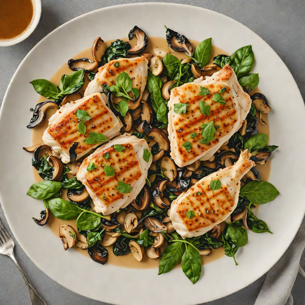 Pan-Seared Chicken with Smoky Mushroom and Spinach Sauté