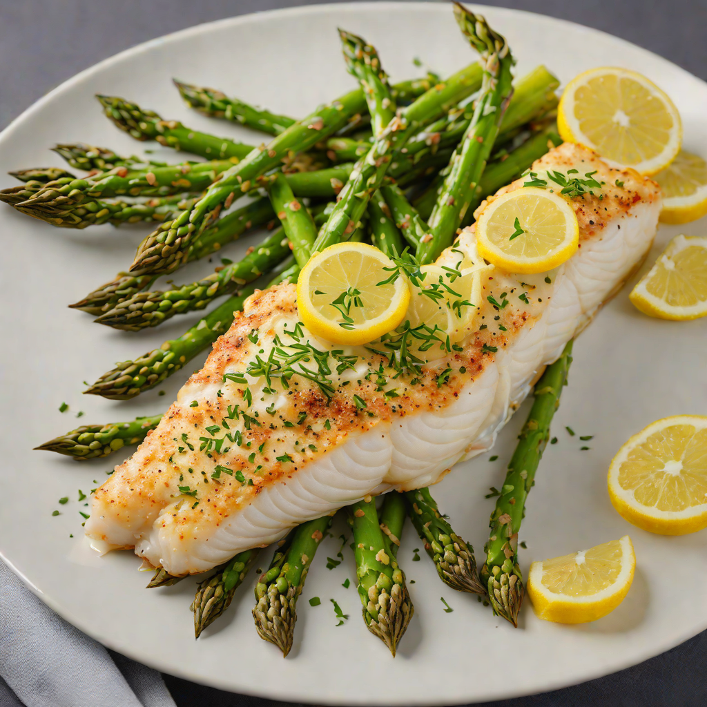 Baked Cod with Lemon-Dill Crust and Roasted Asparagus