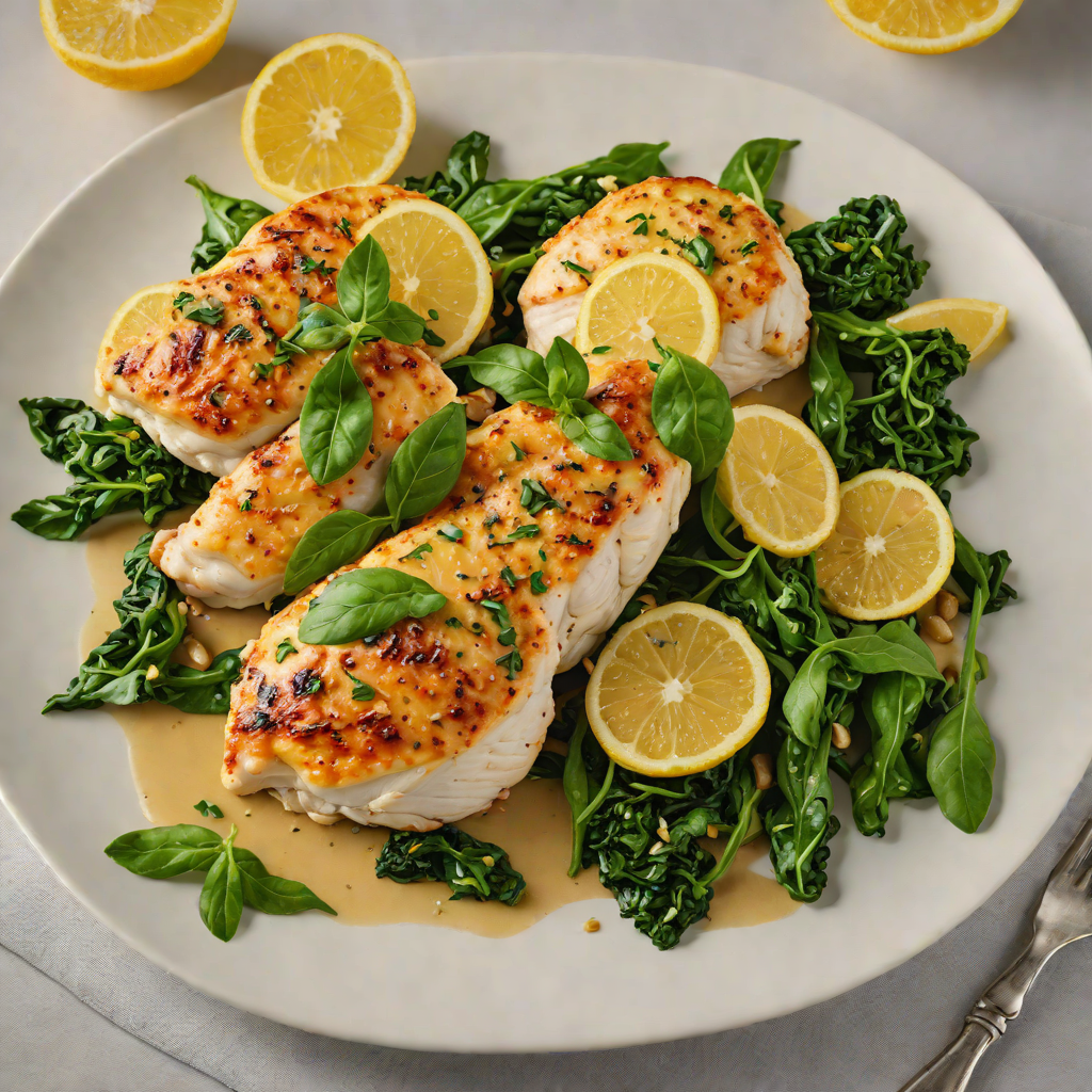Pan-Seared Lemon Garlic Chicken with Sautéed Spinach