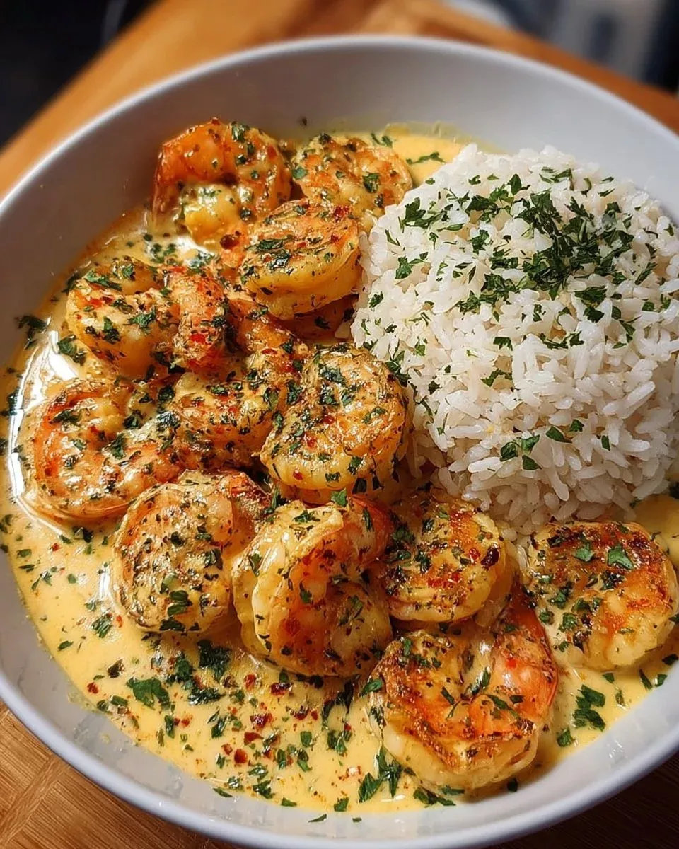 Sautéed Garlic and Ginger Shrimp over Jasmine Rice