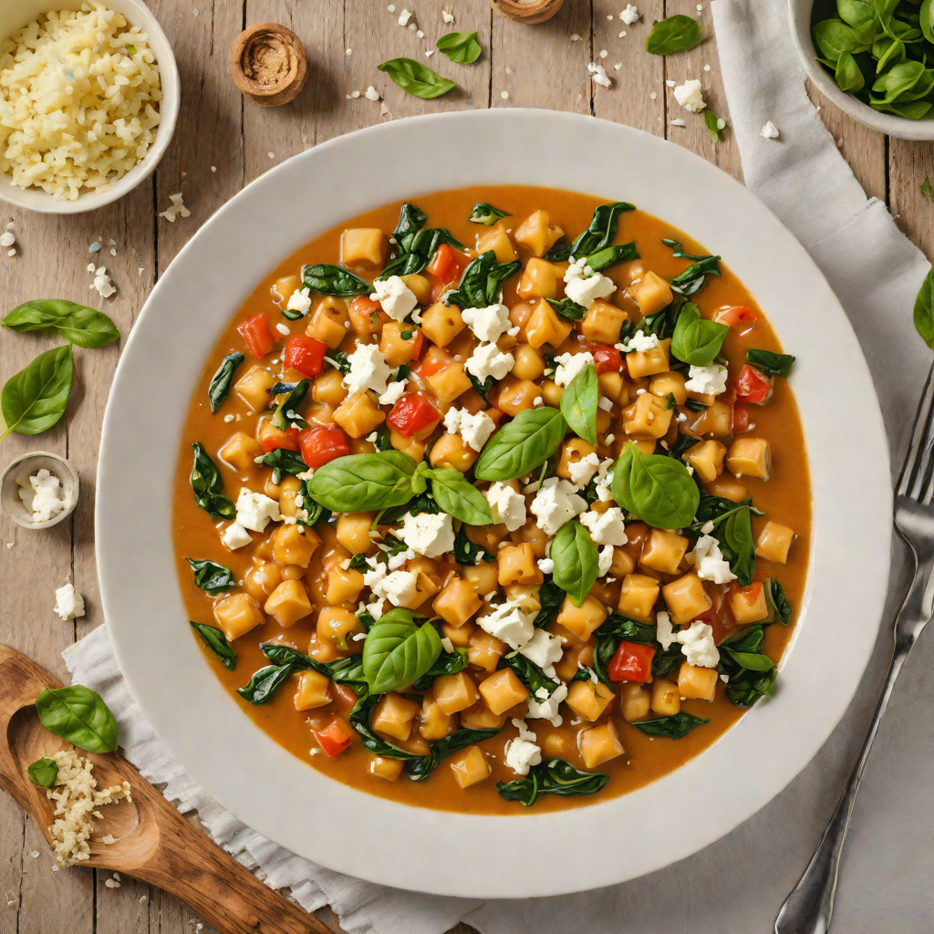 Slow-Cooked Greek Chickpea Stew with Spinach and Feta
