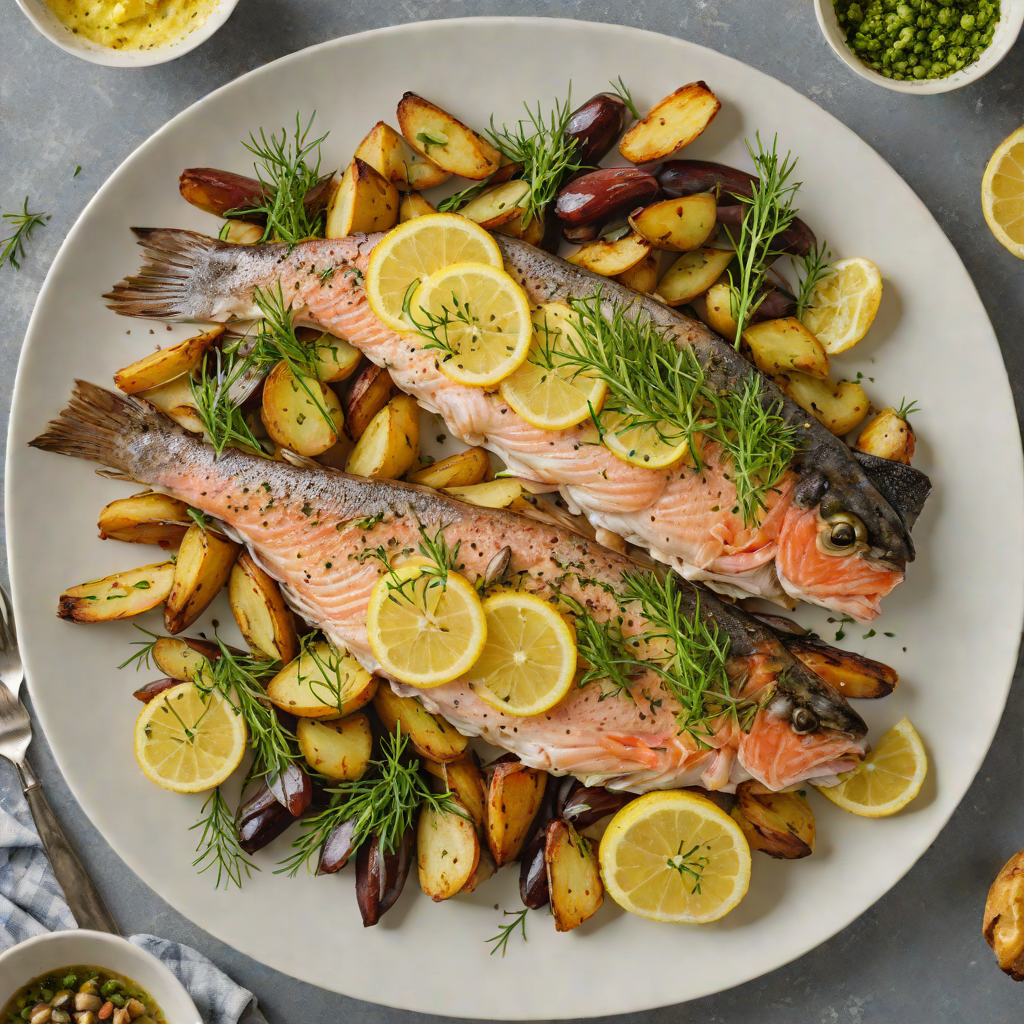 Pan-Seared Trout with Lemon-Dill Butter and Roasted Fingerling Potatoes
