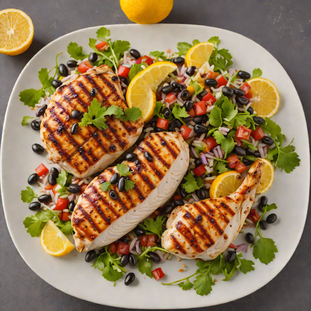 Grilled Citrus-Marinated Chicken with Black Bean Salad