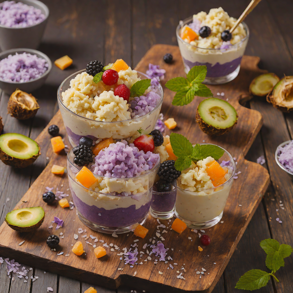Halo-Halo Dessert with Ube, Fruits, and Crushed Ice