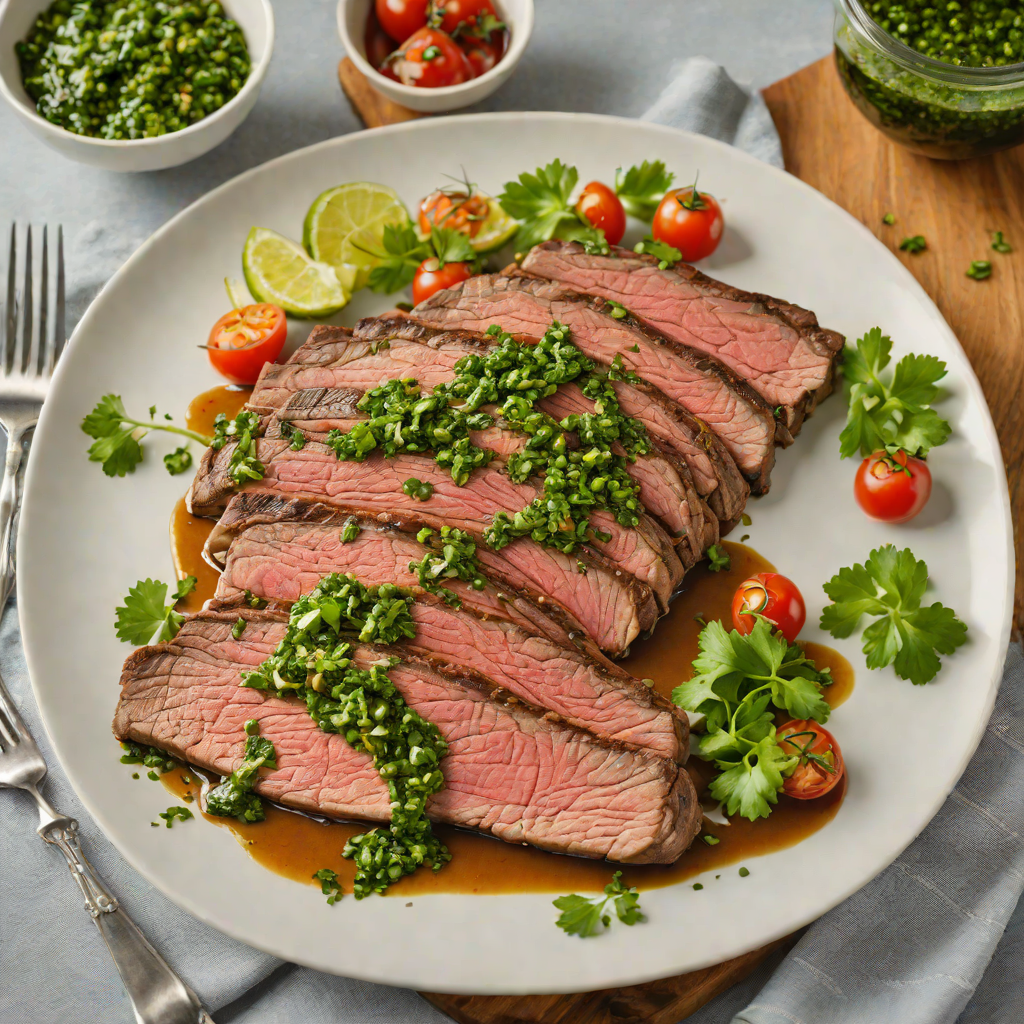 Grilled Herb-Marinated Flank Steak with Chimichurri