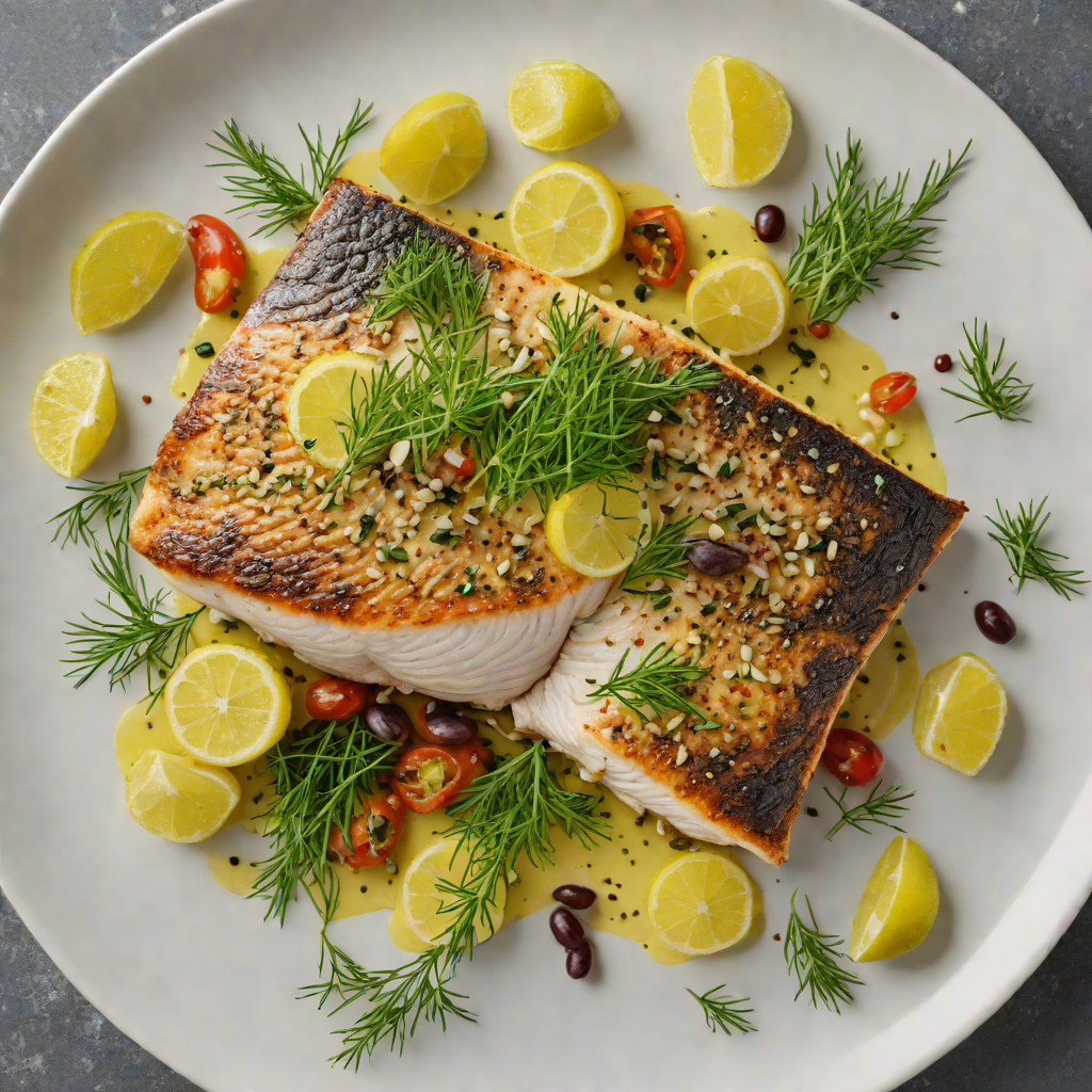 Pan-Seared Barramundi with Finger Lime and Dill Butter