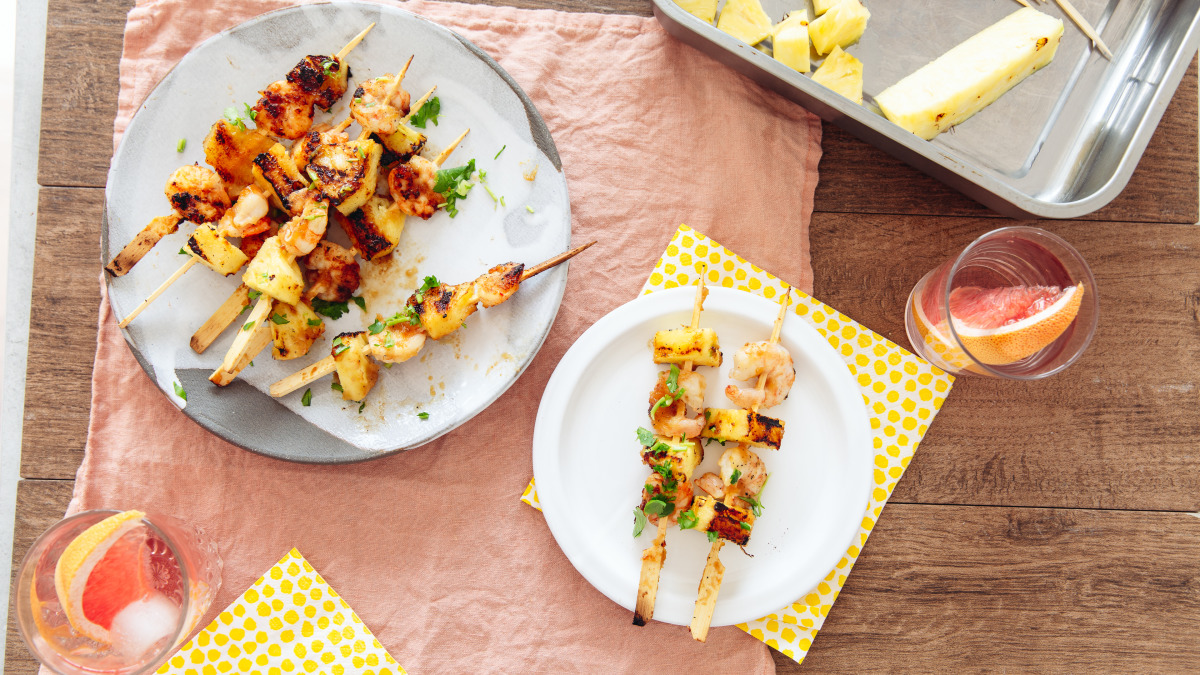 Hawaiian Shrimp Skewers with Pineapple Glaze