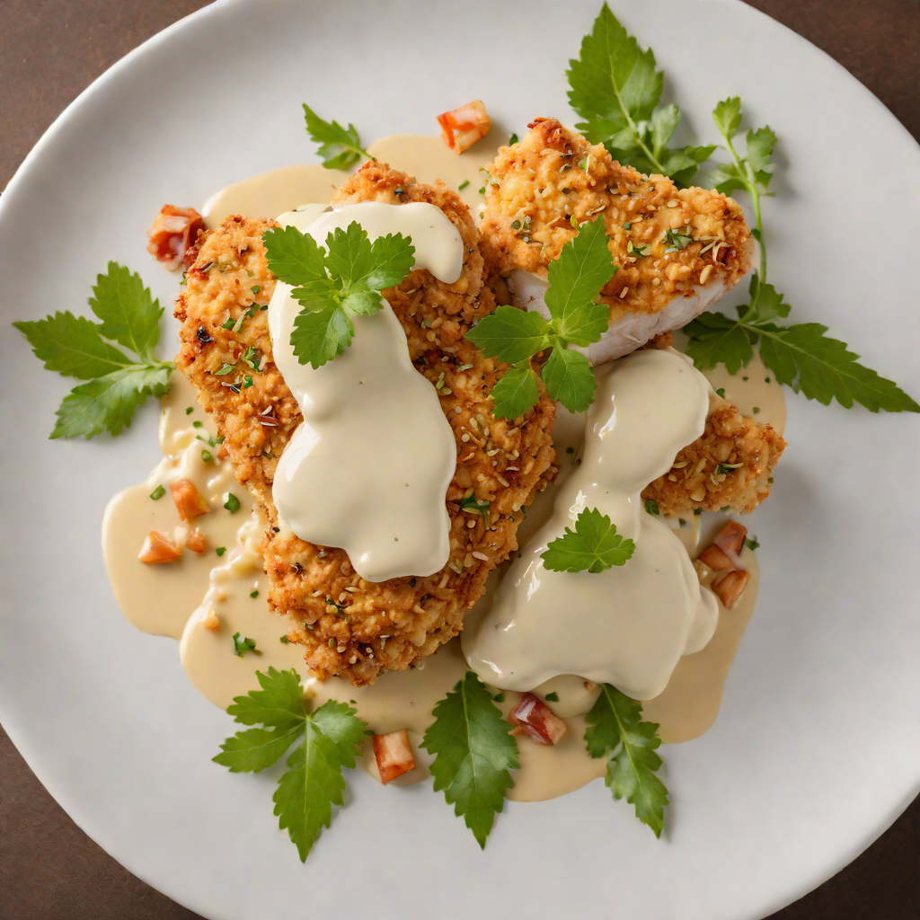 Macadamia-Crusted Chicken with Finger Lime Cream Sauce