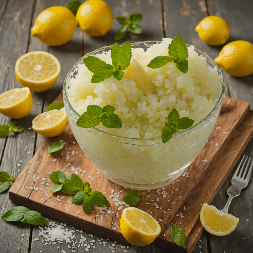Frozen Italian Lemon Granita with Mint