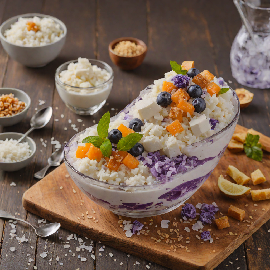 Chilled Halo-Halo Dessert with Ube, Sweet Beans, and Crushed Ice