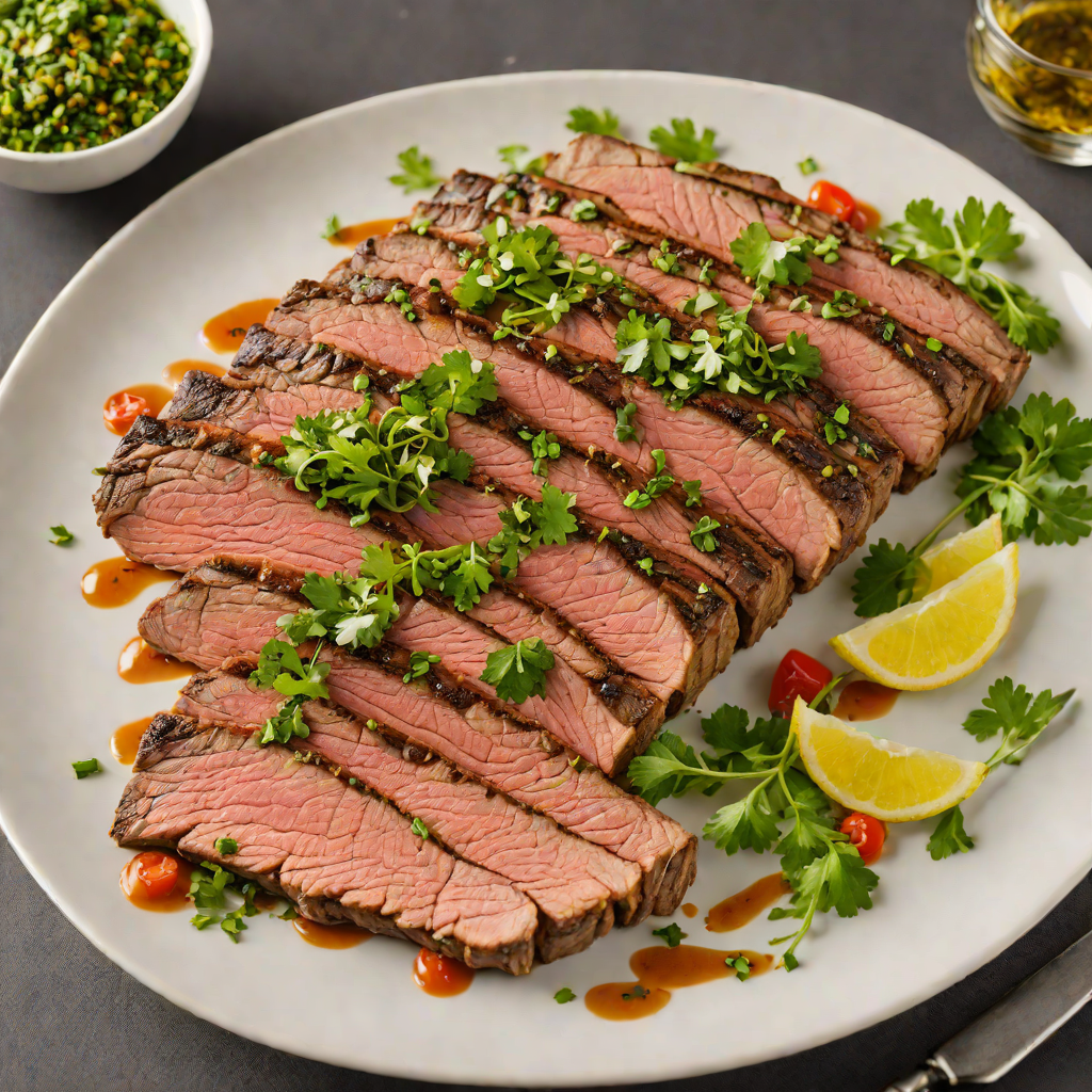 Grilled Herb-Marinated Flank Steak with Chimichurri Sauce