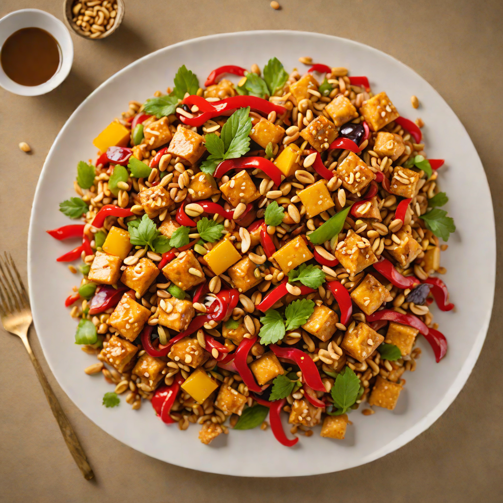 Stir-Fried Kung Pao Tofu with Peanuts and Bell Peppers