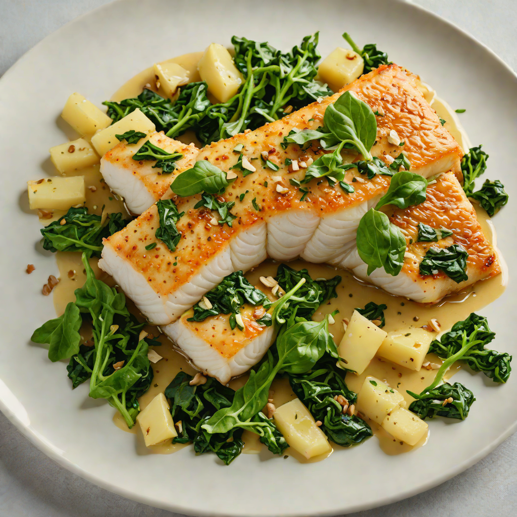 Pan-Seared Cod with Garlic Butter and Wilted Spinach