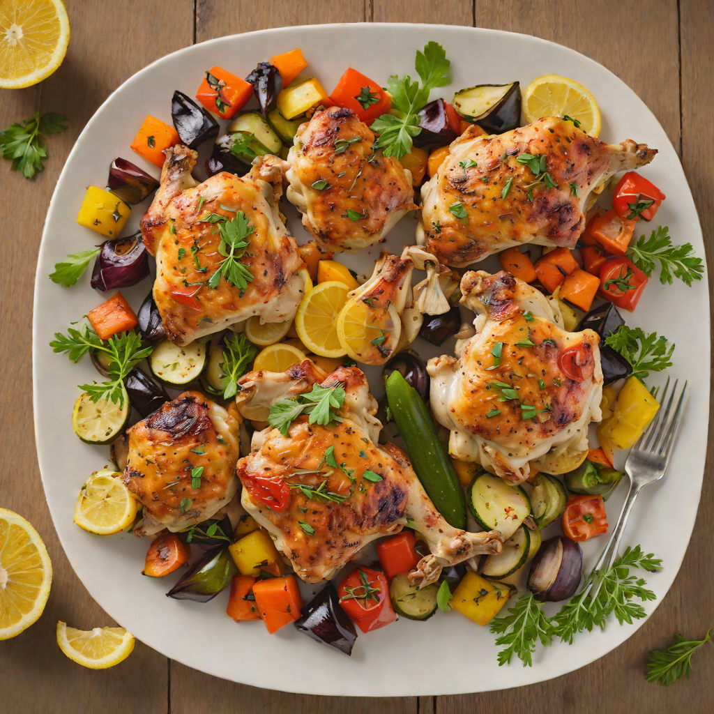 Lemon-Garlic Roasted Chicken Thighs with Roasted Vegetables