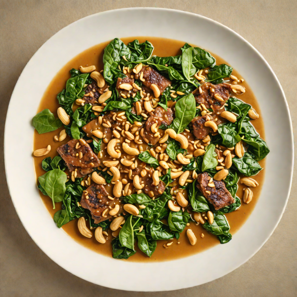 Braised Ndolé with Spinach and Peanuts