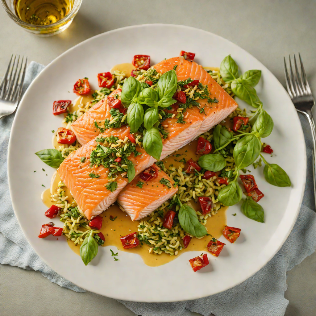 Baked Italian-Style Salmon with Sun-Dried Tomato and Basil Pesto