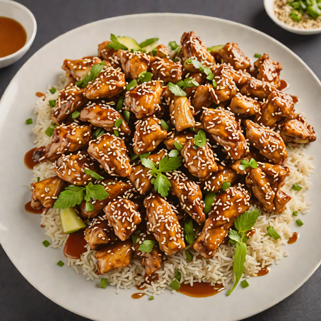 Stir-Fried Chicken with Honey-Garlic Sauce and Sesame Seeds