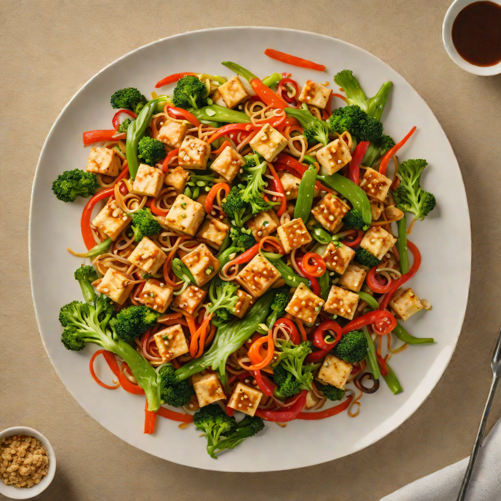 Sautéed Tofu and Vegetable Stir Fry with Miso-Ginger Sauce