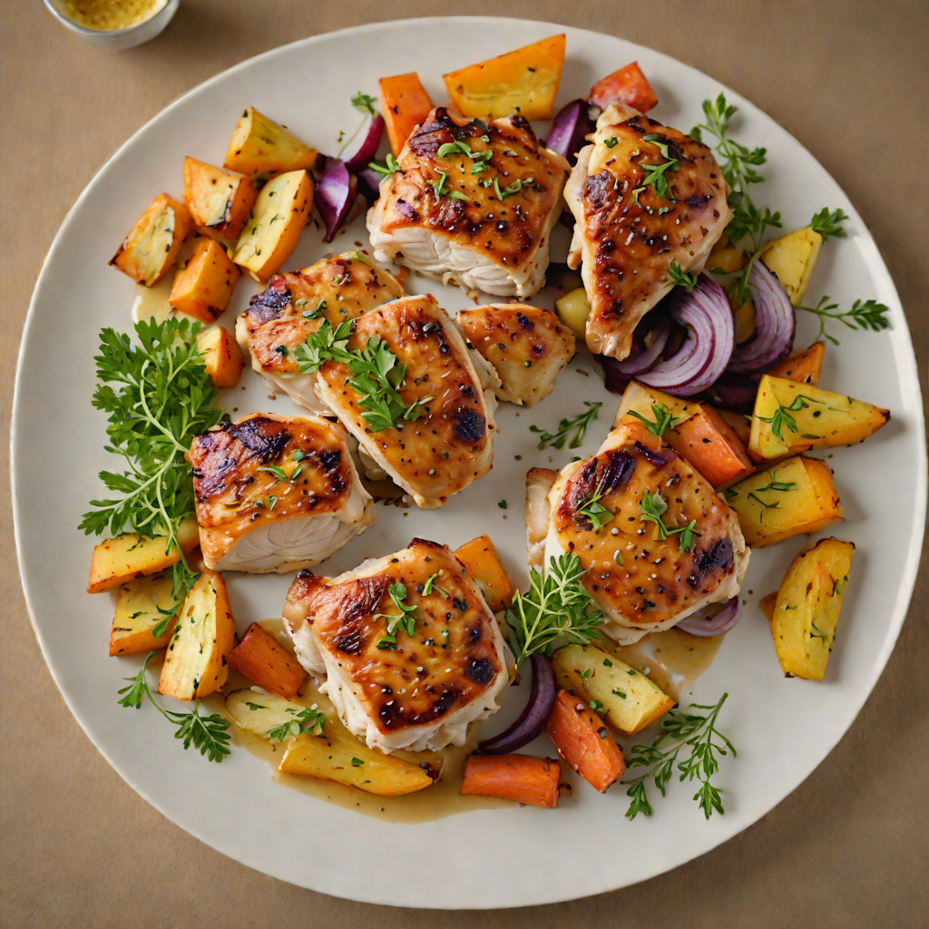 Pan-Seared Chicken Thighs with Garlic Butter and Roasted Root Vegetables