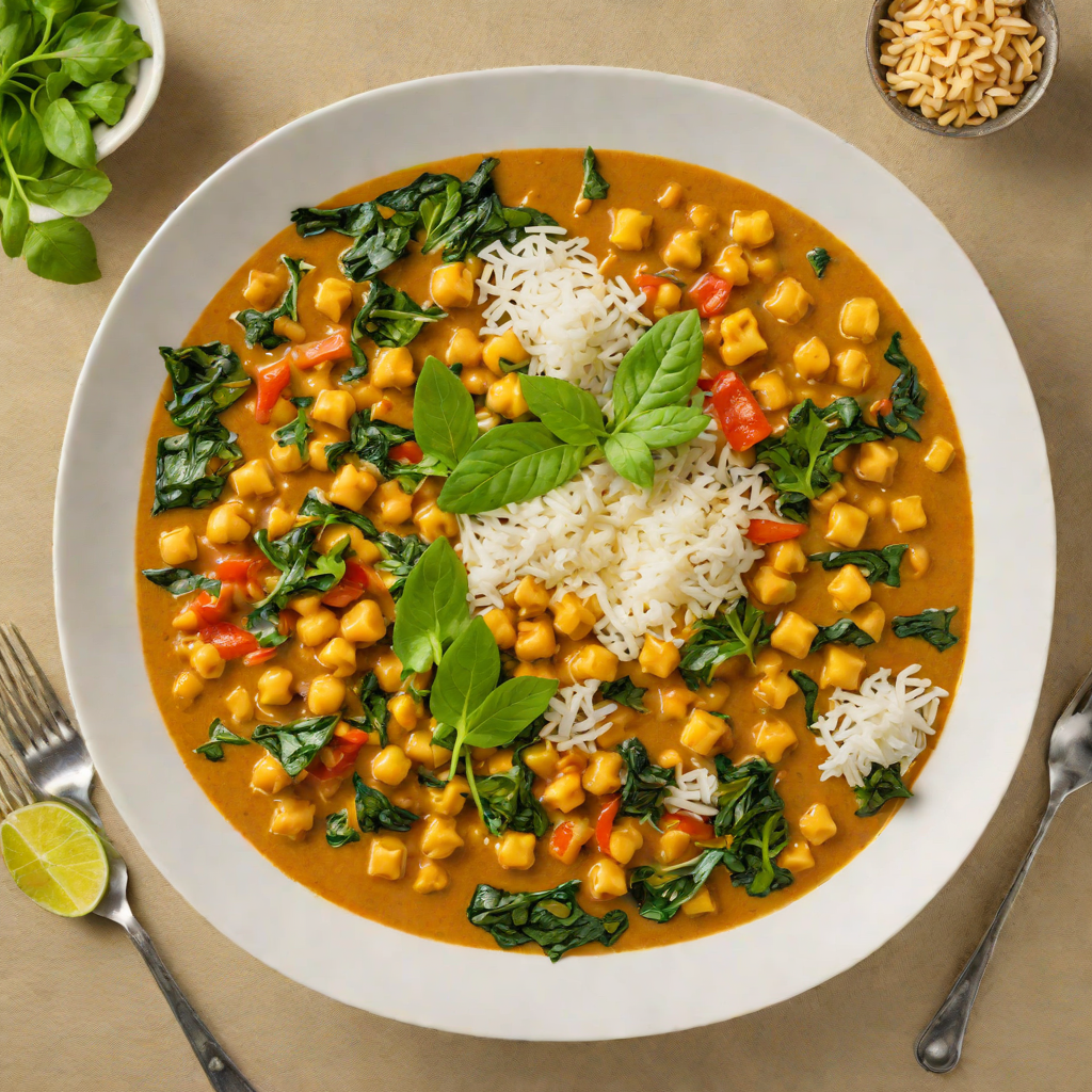 Half-Half Chickpea and Spinach Curry with Coconut Milk