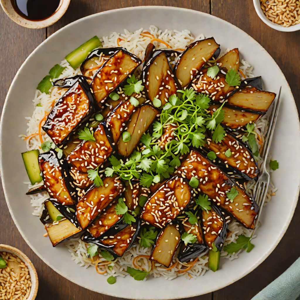 Silky Miso-Glazed Eggplant Donburi with Scallions and Sesame