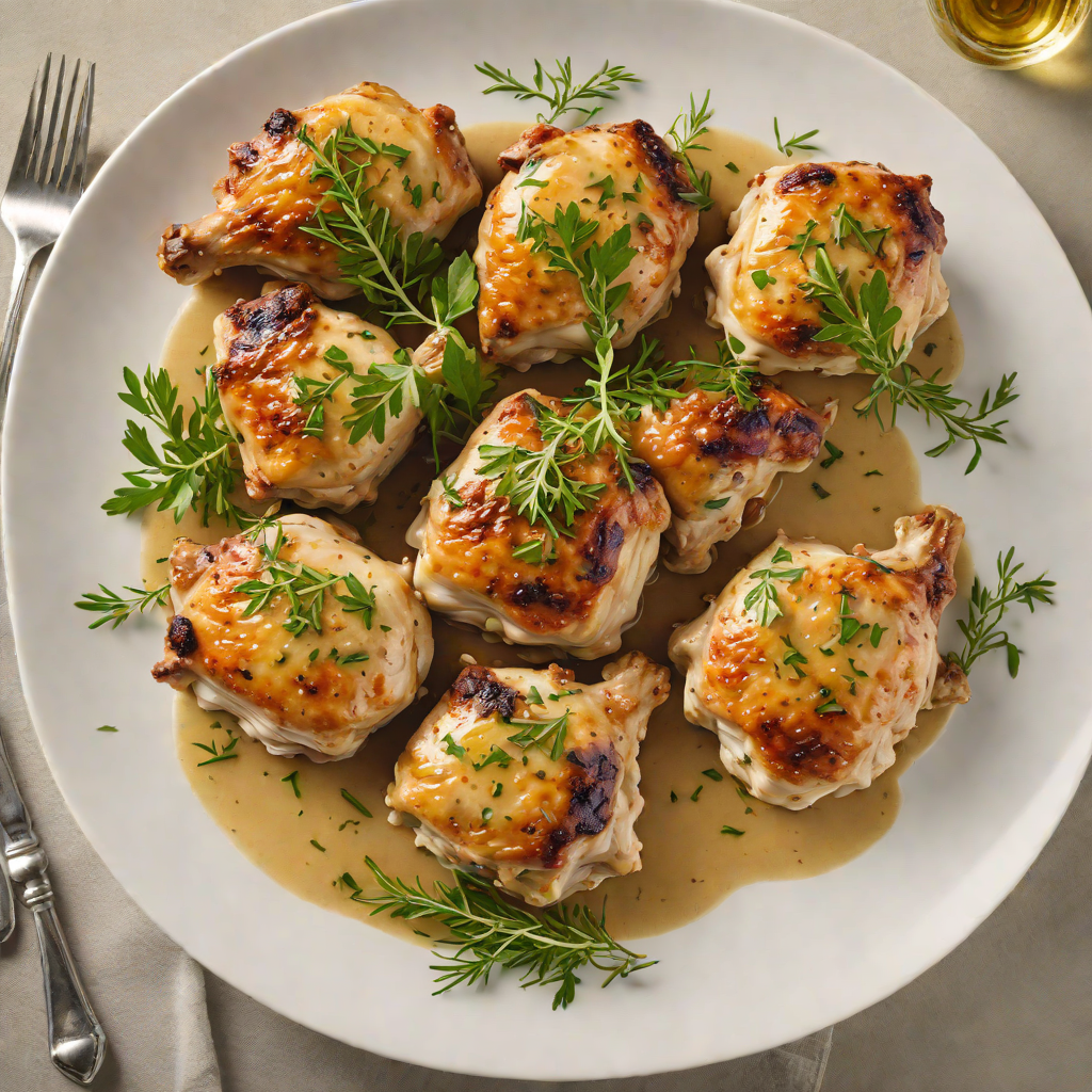 Herb-Infused Chicken Thighs Braised in White Wine and Thyme