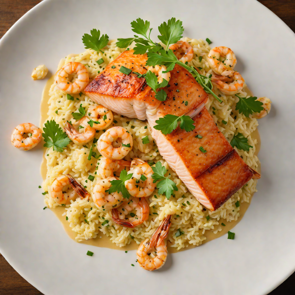 Pan-Seared Salmon with Savannah-Style Shrimp and Grits