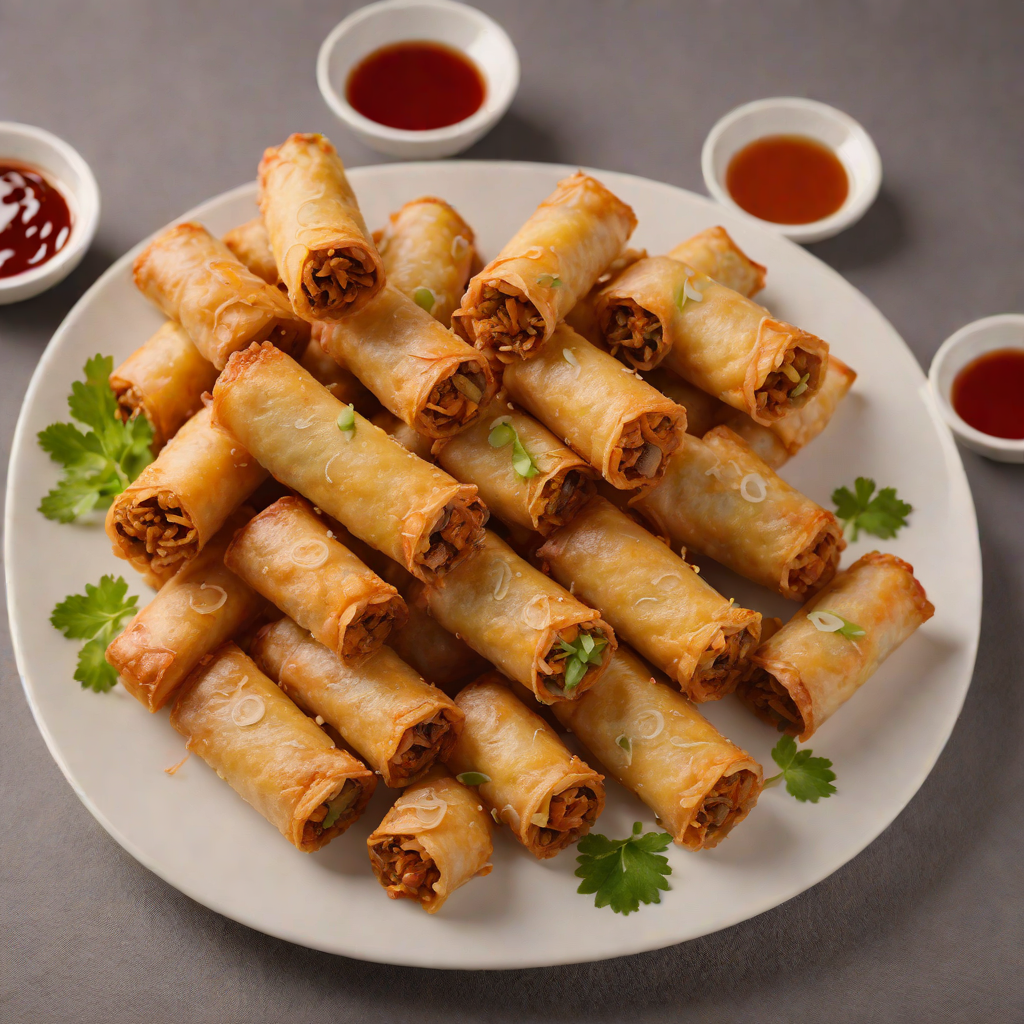 Crispy Pork Eggrolls with Pickled Carrots and Daikon