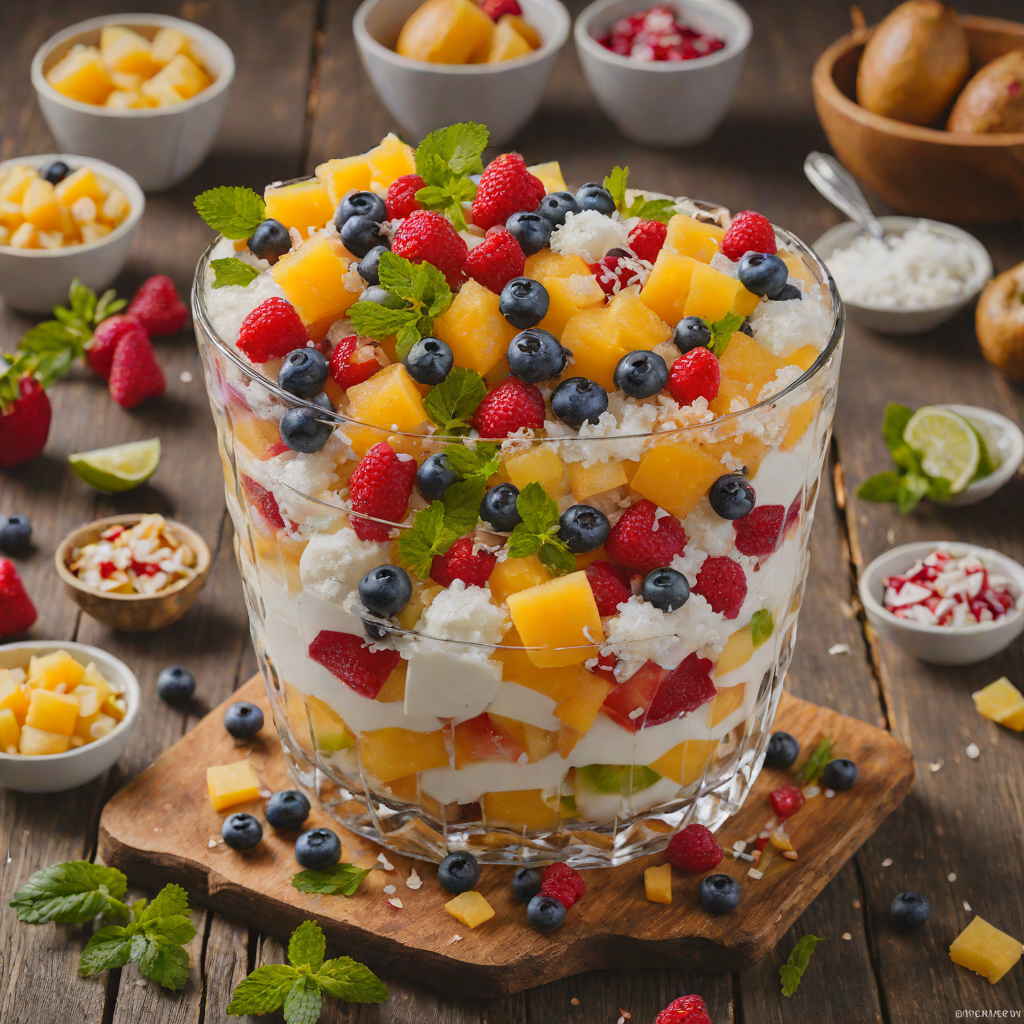 Sweet Halo-Halo with Mixed Fruits and Crushed Ice