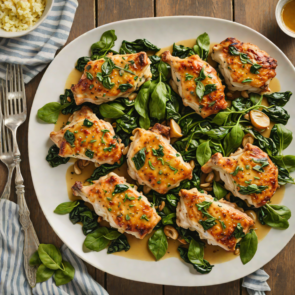 Sautéed Garlic Butter Chicken Thighs with Wilted Spinach