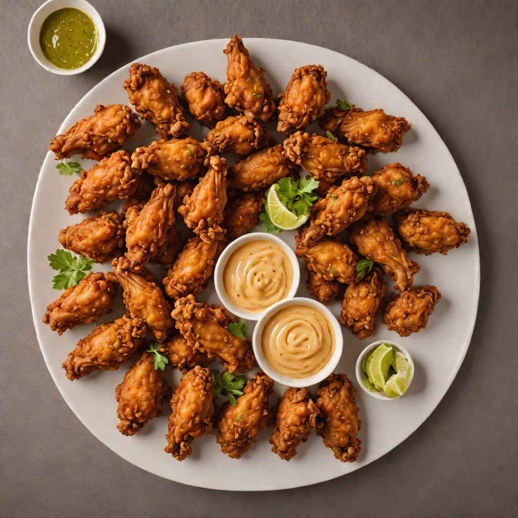Spicy Korean-Style Fried Chicken Wings with Hushpuppy Bites