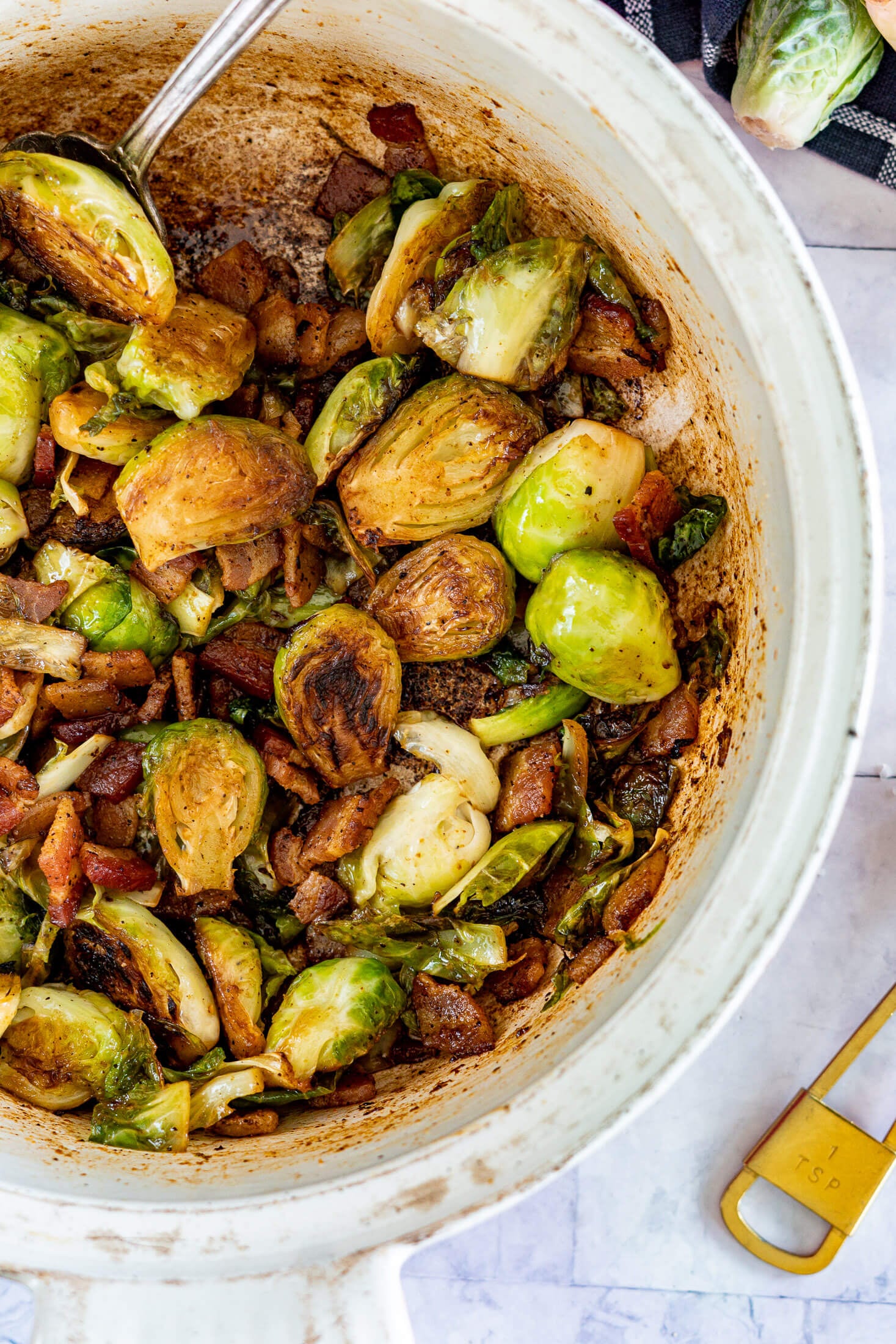 Brussels Carbonara with Smoked Bacon and Brussels Sprouts