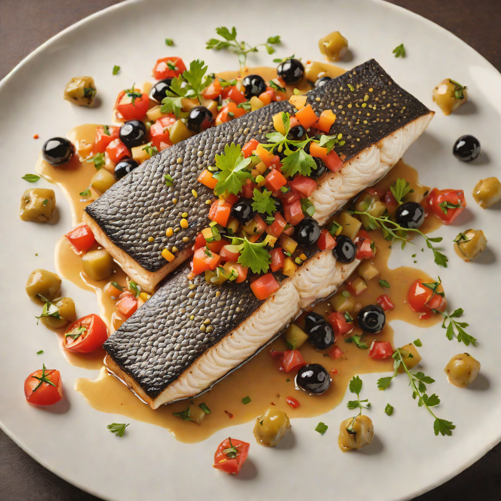 Pan-Seared Sea Bass with Tomato-Olive Relish