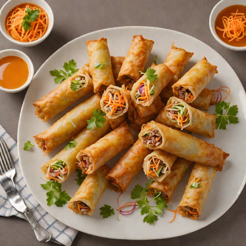Crisped Pork Eggrolls with Pickled Carrot and Daikon Slaw