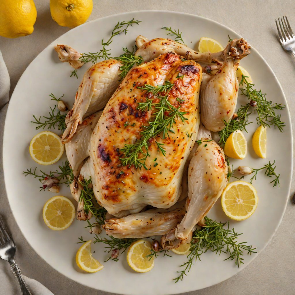 Garlic-Infused Roasted Chicken with Thyme and Lemon