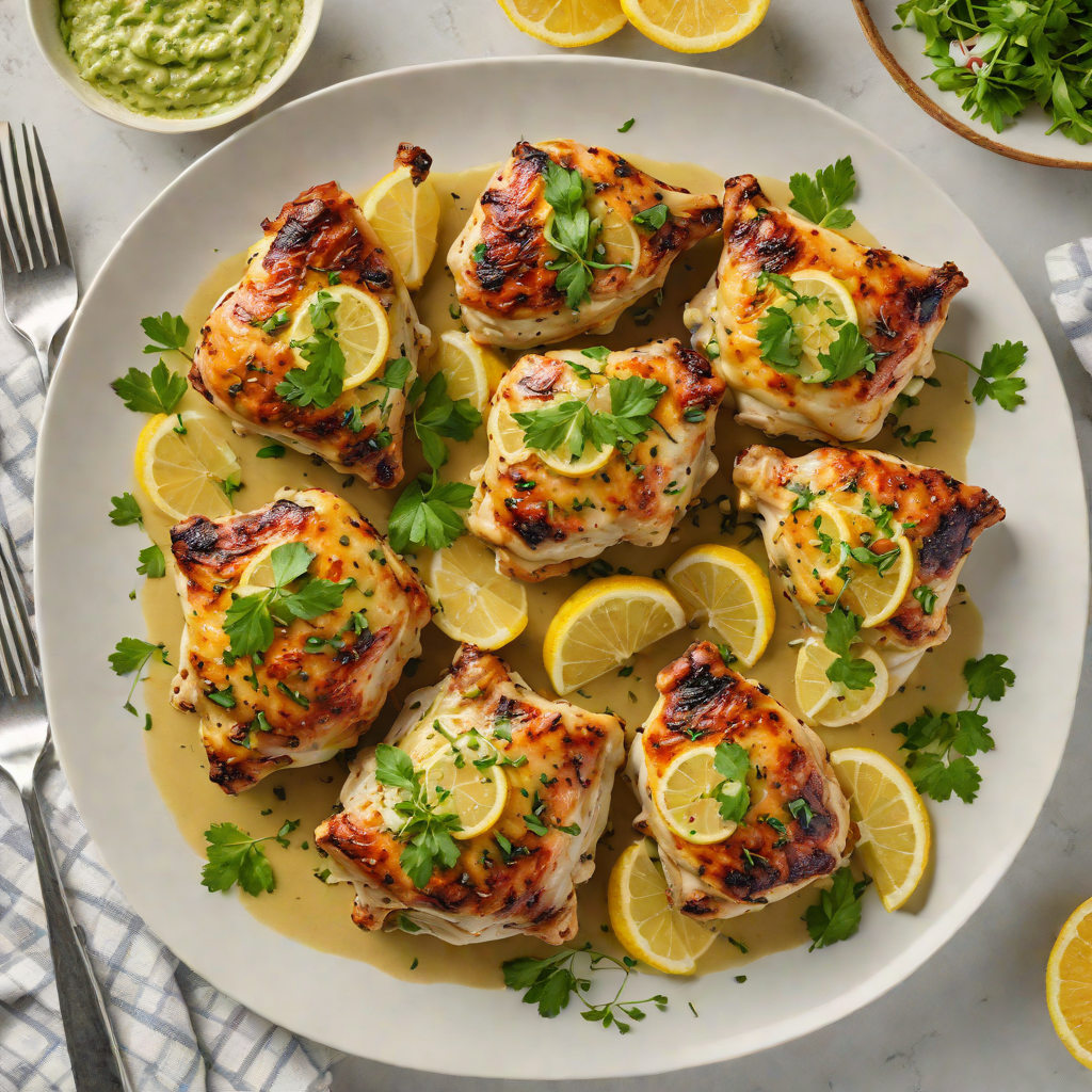 Tangy Lemon-Garlic Chicken Thighs with Herb Sauce