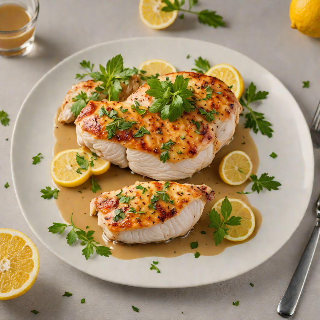 Pan-Seared Chicken with Roasted Half Lemon and Herb Pan Sauce