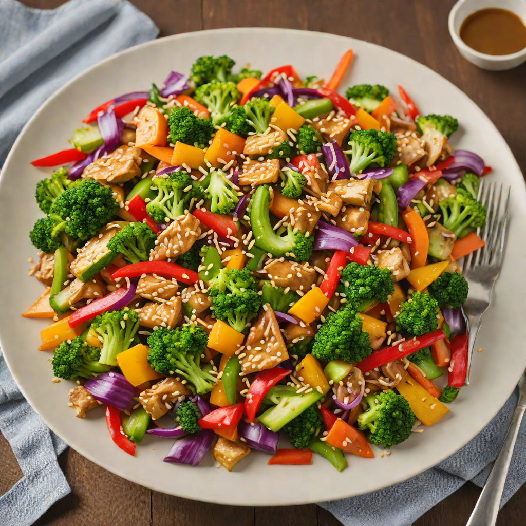 One-Pot Colorful Vegetable Stir Fry with Sesame Sauce