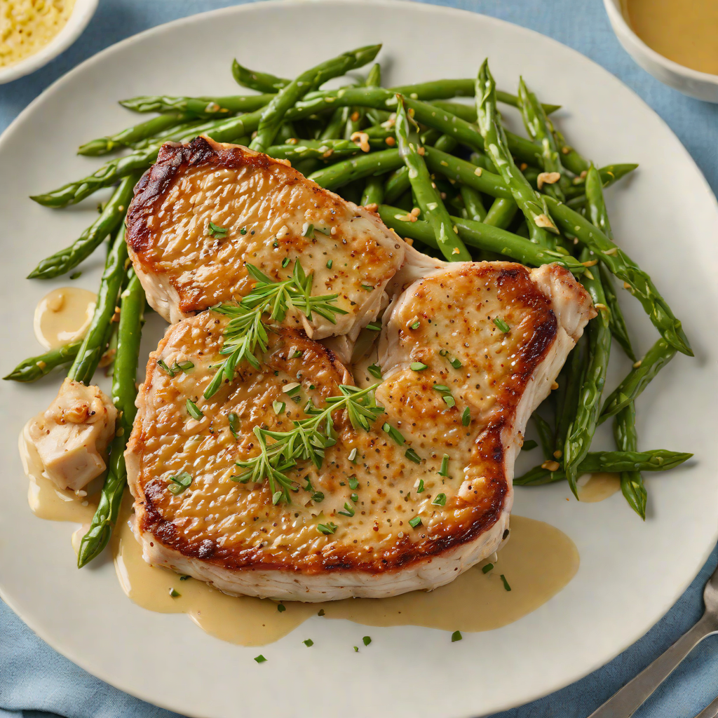 Pan-Fried Pork Chops with Garlic Butter and Sautéed Green Beans