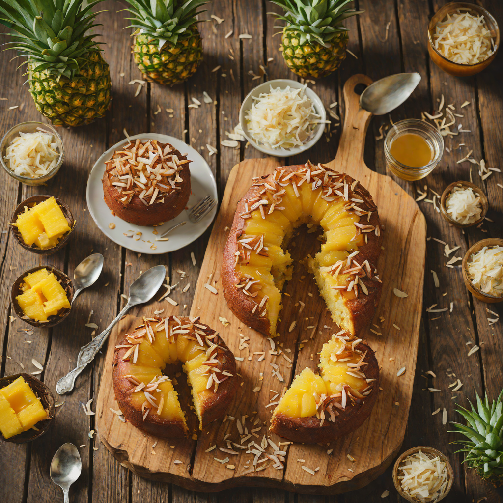 Caribbean-Inspired Pineapple Rum Cake with Toasted Coconut