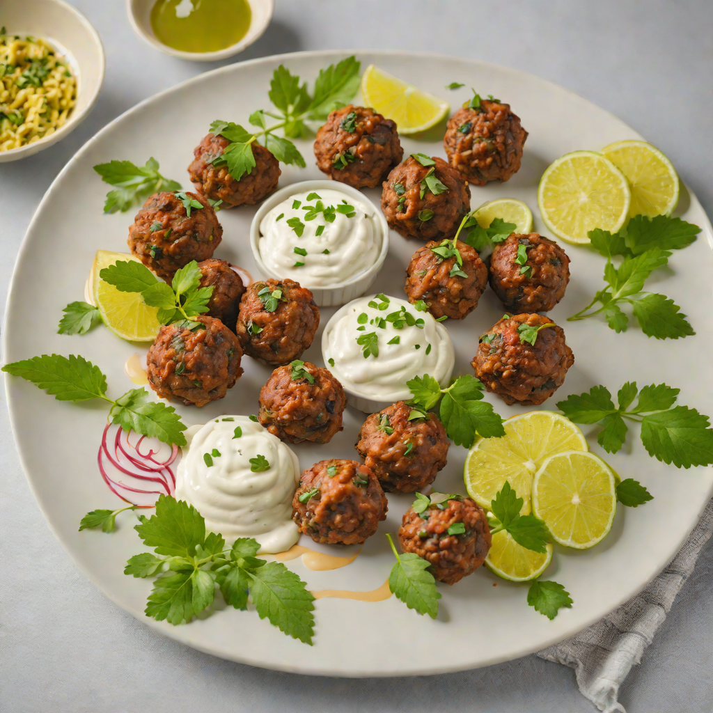 Bush-Spiced Lamb Meatballs with Finger Lime Yogurt Dip