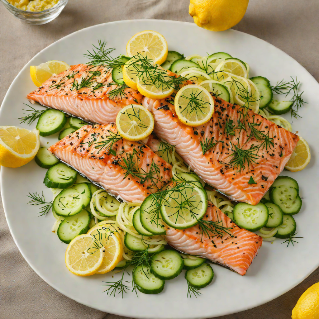 Grilled Lemon-Dill Salmon with Fennel and Cucumber Salad