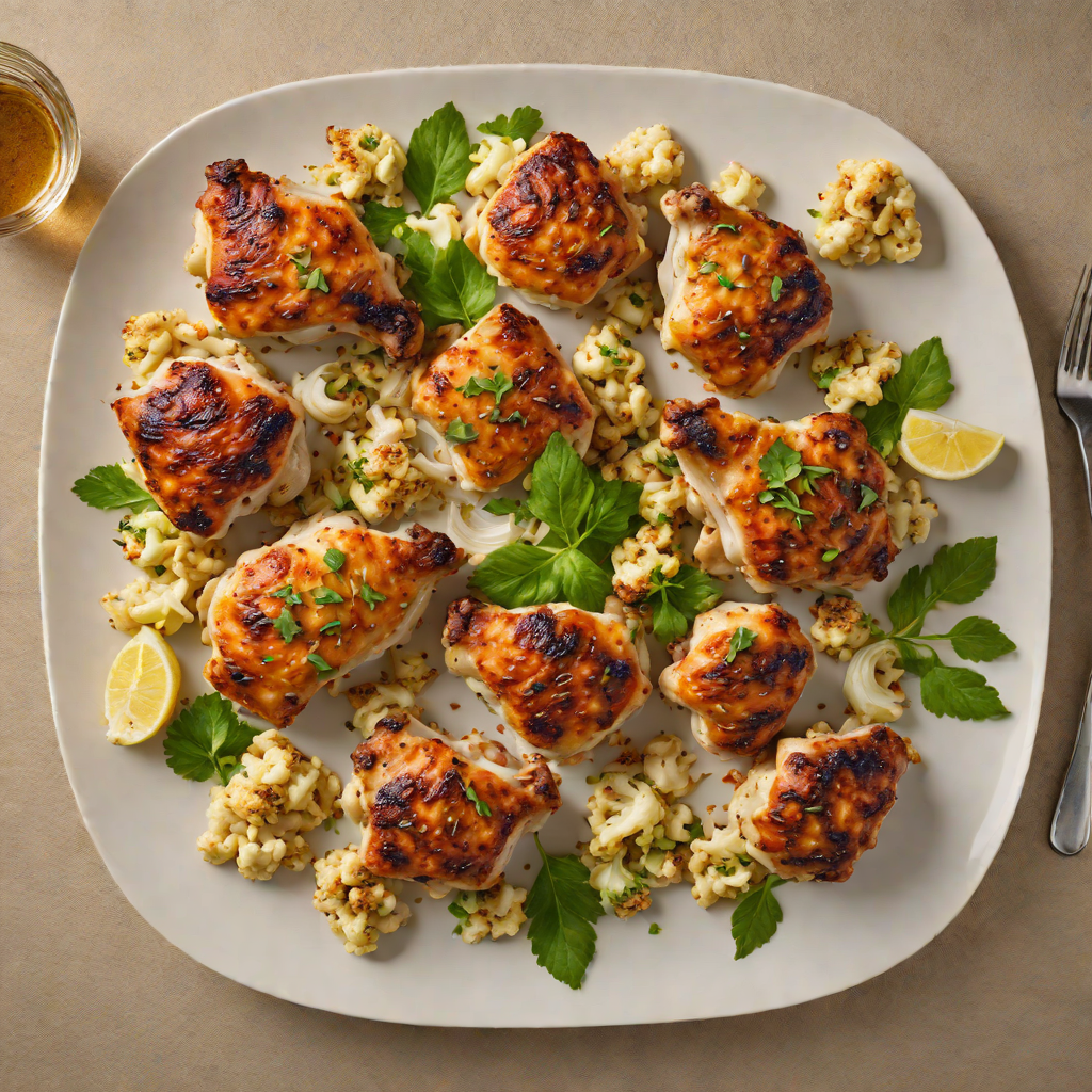 Pan-Seared Chicken Thighs with Garlic and Roasted Cauliflower
