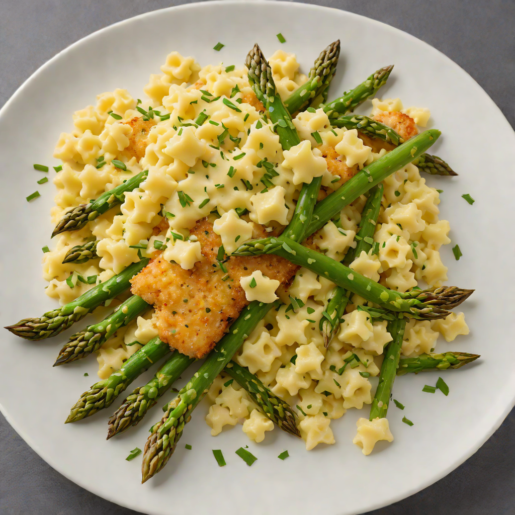 Sautéed Buttered Asparagus with Cheddar Mac and Cheese and Chive Mashed Potatoes