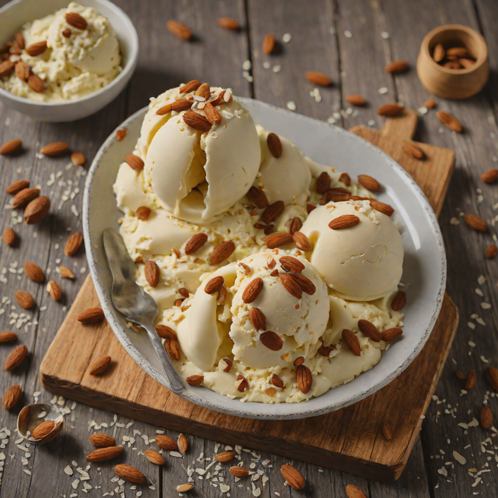 No-Churn Vanilla Bean Ice Cream with Toasted Almonds