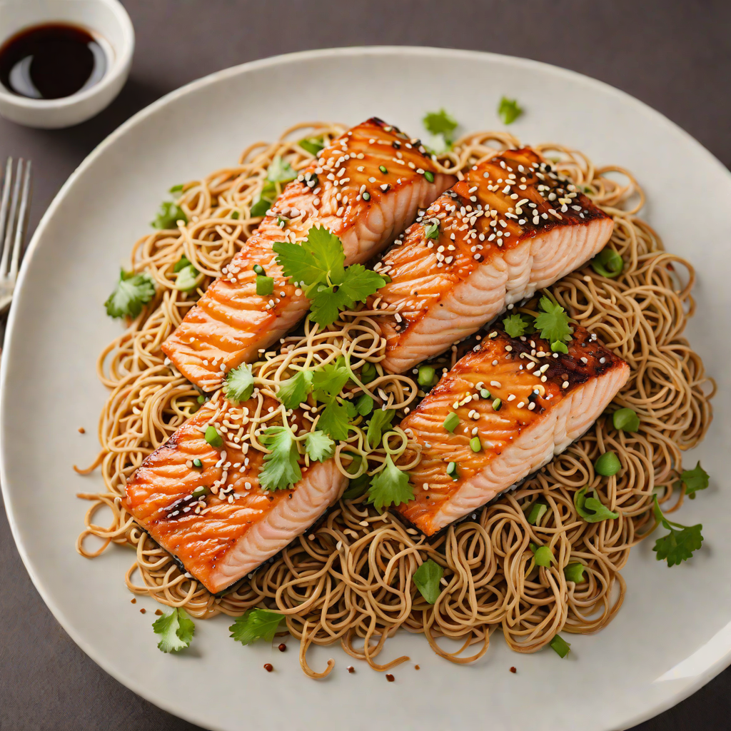 Seared Soy-Ginger Glazed Salmon with Sesame Soba Noodles
