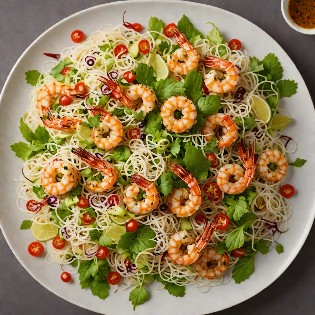 Crispy Rice Vermicelli Salad with Grilled Shrimp and Nuoc Cham Dressing