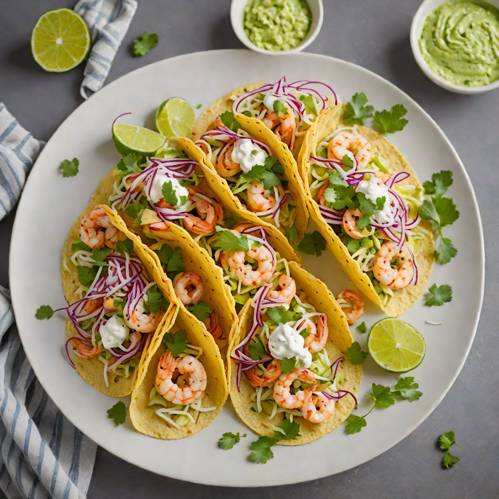 Sautéed Shrimp Tacos with Cabbage Slaw and Cilantro Lime Crema